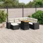 Preview: ARDEBO.de - 8-tlg. Garten-Sofagarnitur mit Kissen Schwarz Poly Rattan