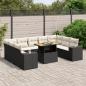 Preview: ARDEBO.de - 10-tlg. Garten-Sofagarnitur mit Kissen Schwarz Poly Rattan