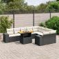 Preview: ARDEBO.de - 10-tlg. Garten-Sofagarnitur mit Kissen Schwarz Poly Rattan