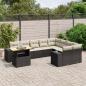 Preview: ARDEBO.de - 10-tlg. Garten-Sofagarnitur mit Kissen Schwarz Poly Rattan