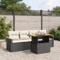 Preview: ARDEBO.de - 5-tlg. Garten-Sofagarnitur mit Kissen Schwarz Poly Rattan