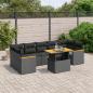 Preview: ARDEBO.de - 8-tlg. Garten-Sofagarnitur mit Kissen Schwarz Poly Rattan