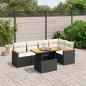 Preview: ARDEBO.de - 6-tlg. Garten-Sofagarnitur mit Kissen Schwarz Poly Rattan