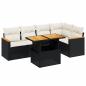 Preview: 6-tlg. Garten-Sofagarnitur mit Kissen Schwarz Poly Rattan