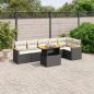 Preview: ARDEBO.de - 7-tlg. Garten-Sofagarnitur mit Kissen Schwarz Poly Rattan