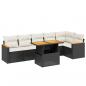 Preview: 7-tlg. Garten-Sofagarnitur mit Kissen Schwarz Poly Rattan