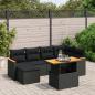 Preview: ARDEBO.de - 7-tlg. Garten-Sofagarnitur mit Kissen Schwarz Poly Rattan