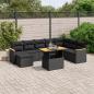 Preview: ARDEBO.de - 9-tlg. Garten-Sofagarnitur mit Kissen Schwarz Poly Rattan