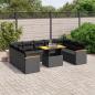 Preview: ARDEBO.de - 10-tlg. Garten-Sofagarnitur mit Kissen Schwarz Poly Rattan