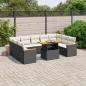 Preview: ARDEBO.de - 11-tlg. Garten-Sofagarnitur mit Kissen Schwarz Poly Rattan