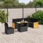 Preview: ARDEBO.de - 7-tlg. Garten-Sofagarnitur mit Kissen Schwarz Poly Rattan