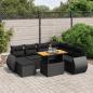 Preview: ARDEBO.de - 8-tlg. Garten-Sofagarnitur mit Kissen Schwarz Poly Rattan