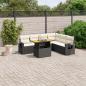 Preview: ARDEBO.de - 7-tlg. Garten-Sofagarnitur mit Kissen Schwarz Poly Rattan