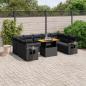 Preview: ARDEBO.de - 10-tlg. Garten-Sofagarnitur mit Kissen Schwarz Poly Rattan