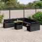 Preview: ARDEBO.de - 11-tlg. Garten-Sofagarnitur mit Kissen Schwarz Poly Rattan