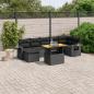 Preview: ARDEBO.de - 8-tlg. Garten-Sofagarnitur mit Kissen Schwarz Poly Rattan