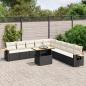 Preview: ARDEBO.de - 11-tlg. Garten-Sofagarnitur mit Kissen Schwarz Poly Rattan