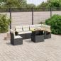 Preview: ARDEBO.de - 7-tlg. Garten-Sofagarnitur mit Kissen Schwarz Poly Rattan