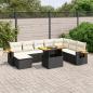 Preview: ARDEBO.de - 9-tlg. Garten-Sofagarnitur mit Kissen Schwarz Poly Rattan