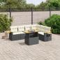 Preview: ARDEBO.de - 7-tlg. Garten-Sofagarnitur mit Kissen Schwarz Poly Rattan