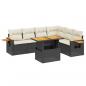 Preview: 7-tlg. Garten-Sofagarnitur mit Kissen Schwarz Poly Rattan