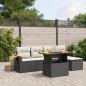 Preview: ARDEBO.de - 6-tlg. Garten-Sofagarnitur mit Kissen Schwarz Poly Rattan