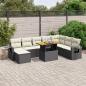 Preview: ARDEBO.de - 9-tlg. Garten-Sofagarnitur mit Kissen Schwarz Poly Rattan