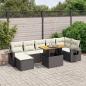 Preview: ARDEBO.de - 8-tlg. Garten-Sofagarnitur mit Kissen Schwarz Poly Rattan