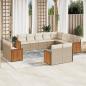 Preview: ARDEBO.de - 12-tlg. Garten-Sofagarnitur mit Kissen Beige Poly Rattan