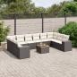 Preview: ARDEBO.de - 11-tlg. Garten-Sofagarnitur mit Kissen Schwarz Poly Rattan