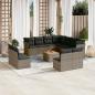 Preview: ARDEBO.de - 12-tlg. Garten-Sofagarnitur mit Kissen Grau Poly Rattan