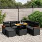 Preview: ARDEBO.de - 8-tlg. Garten-Sofagarnitur mit Kissen Schwarz Poly Rattan