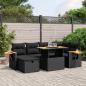 Preview: ARDEBO.de - 7-tlg. Garten-Sofagarnitur mit Kissen Schwarz Poly Rattan