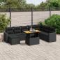 Preview: ARDEBO.de - 9-tlg. Garten-Sofagarnitur mit Kissen Schwarz Poly Rattan