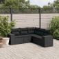 Preview: ARDEBO.de - 5-tlg. Garten-Sofagarnitur mit Kissen Schwarz Poly Rattan