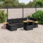 Preview: ARDEBO.de - 8-tlg. Garten-Sofagarnitur mit Kissen Schwarz Poly Rattan