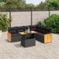 Preview: ARDEBO.de - 7-tlg. Garten-Sofagarnitur mit Kissen Schwarz Poly Rattan