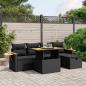 Preview: ARDEBO.de - 6-tlg. Garten-Sofagarnitur mit Kissen Schwarz Poly Rattan