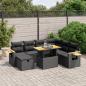 Preview: ARDEBO.de - 8-tlg. Garten-Sofagarnitur mit Kissen Schwarz Poly Rattan