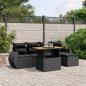 Preview: ARDEBO.de - 6-tlg. Garten-Sofagarnitur mit Kissen Schwarz Poly Rattan