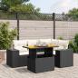 Preview: ARDEBO.de - 5-tlg. Garten-Sofagarnitur mit Kissen Schwarz Poly Rattan