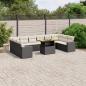 Preview: ARDEBO.de - 11-tlg. Garten-Sofagarnitur mit Kissen Schwarz Poly Rattan