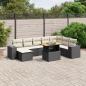 Preview: ARDEBO.de - 9-tlg. Garten-Sofagarnitur mit Kissen Schwarz Poly Rattan