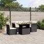 Preview: ARDEBO.de - 5-tlg. Garten-Sofagarnitur mit Kissen Schwarz Poly Rattan