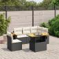 Preview: ARDEBO.de - 6-tlg. Garten-Sofagarnitur mit Kissen Schwarz Poly Rattan