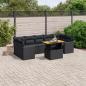 Preview: ARDEBO.de - 8-tlg. Garten-Sofagarnitur mit Kissen Schwarz Poly Rattan