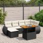 Preview: ARDEBO.de - 7-tlg. Garten-Sofagarnitur mit Kissen Schwarz Poly Rattan