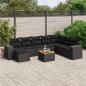 Preview: ARDEBO.de - 9-tlg. Garten-Sofagarnitur mit Kissen Schwarz Poly Rattan