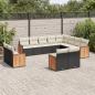 Preview: ARDEBO.de - 12-tlg. Garten-Sofagarnitur mit Kissen Schwarz Poly Rattan