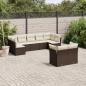 Preview: ARDEBO.de - 9-tlg. Garten-Sofagarnitur mit Kissen Braun Poly Rattan